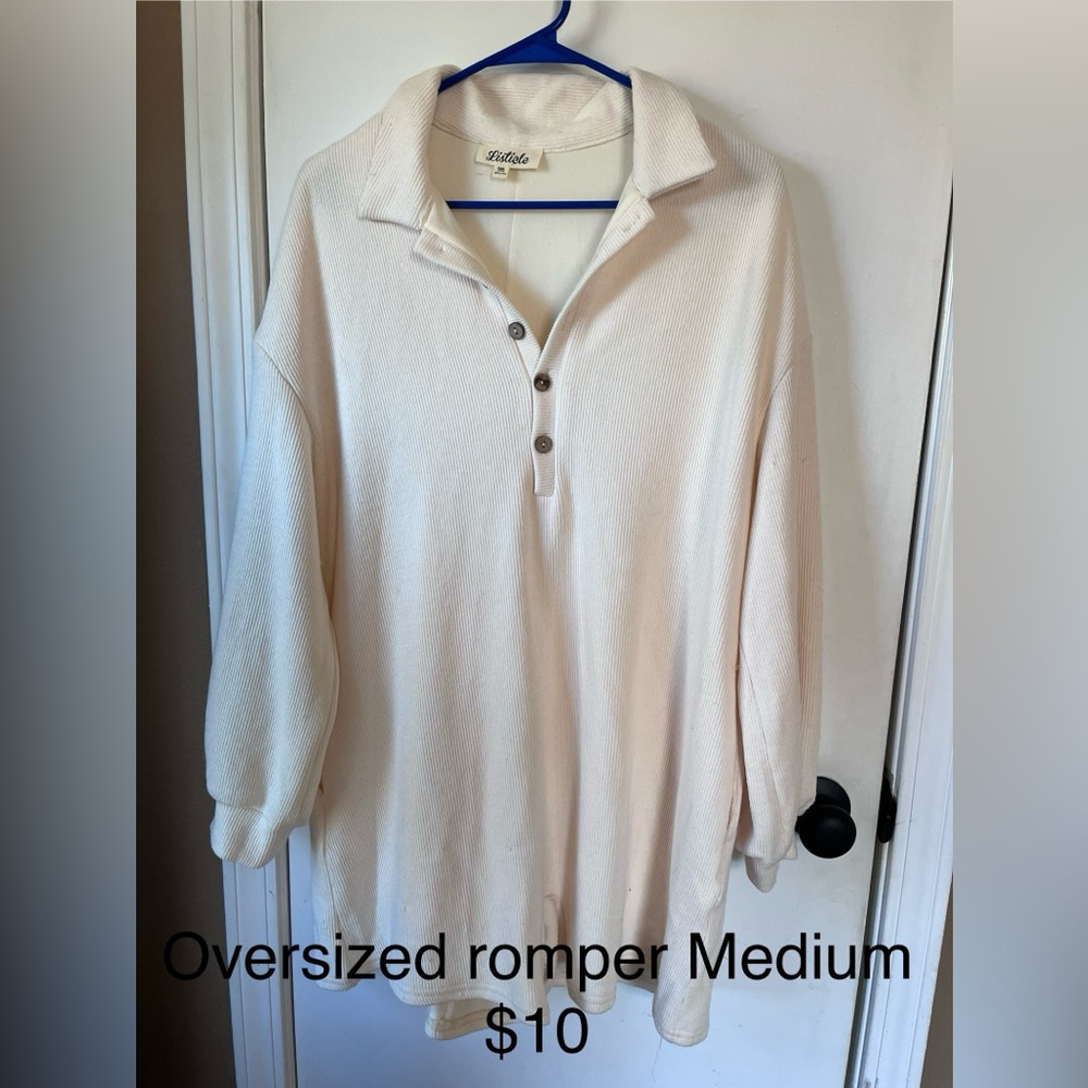 Listicle Cream Button-Up Romper